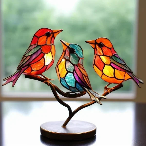 Glass Bird Ornaments - Aviarique - Handmade Acrylic Decor - Modern Home Accent