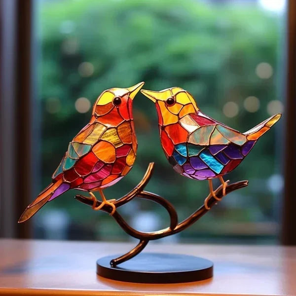 Glass Bird Ornaments - Aviarique - Handmade Acrylic Decor - Modern Home Accent