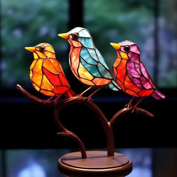Glass Bird Ornaments - Aviarique - Handmade Acrylic Decor - Modern Home Accent