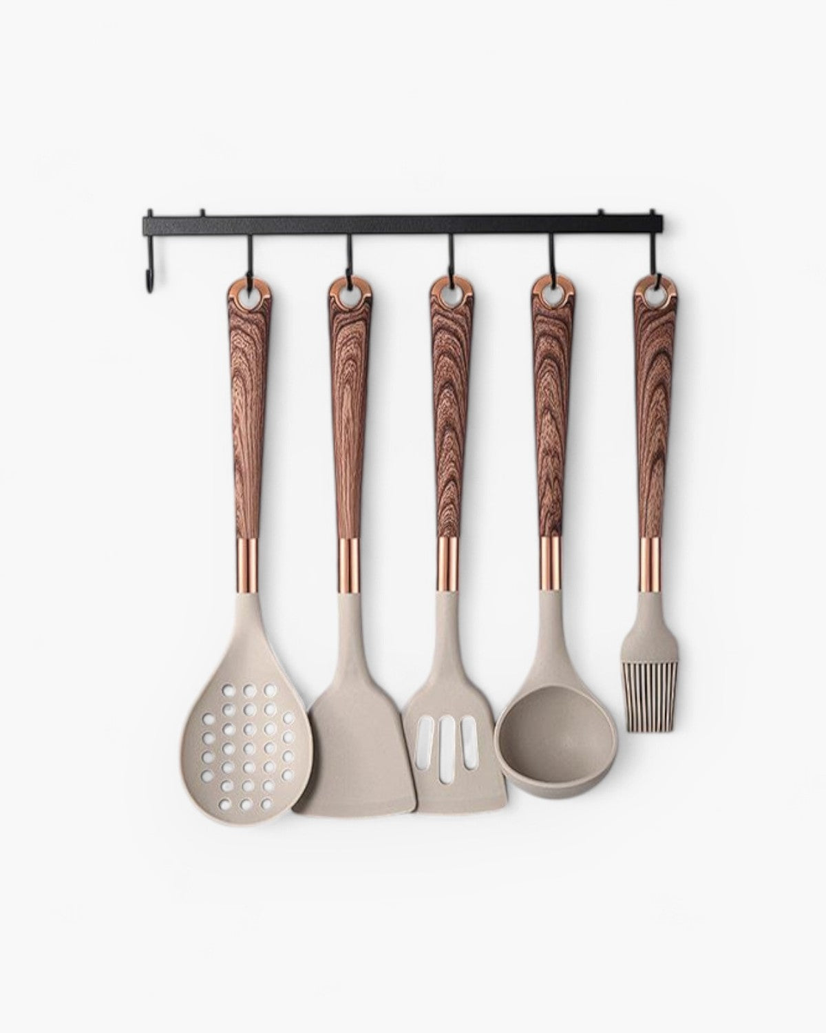 Kitchen Utensil Set - Cuivra - Non-Stick Cooking Tools - Wooden Handle Design