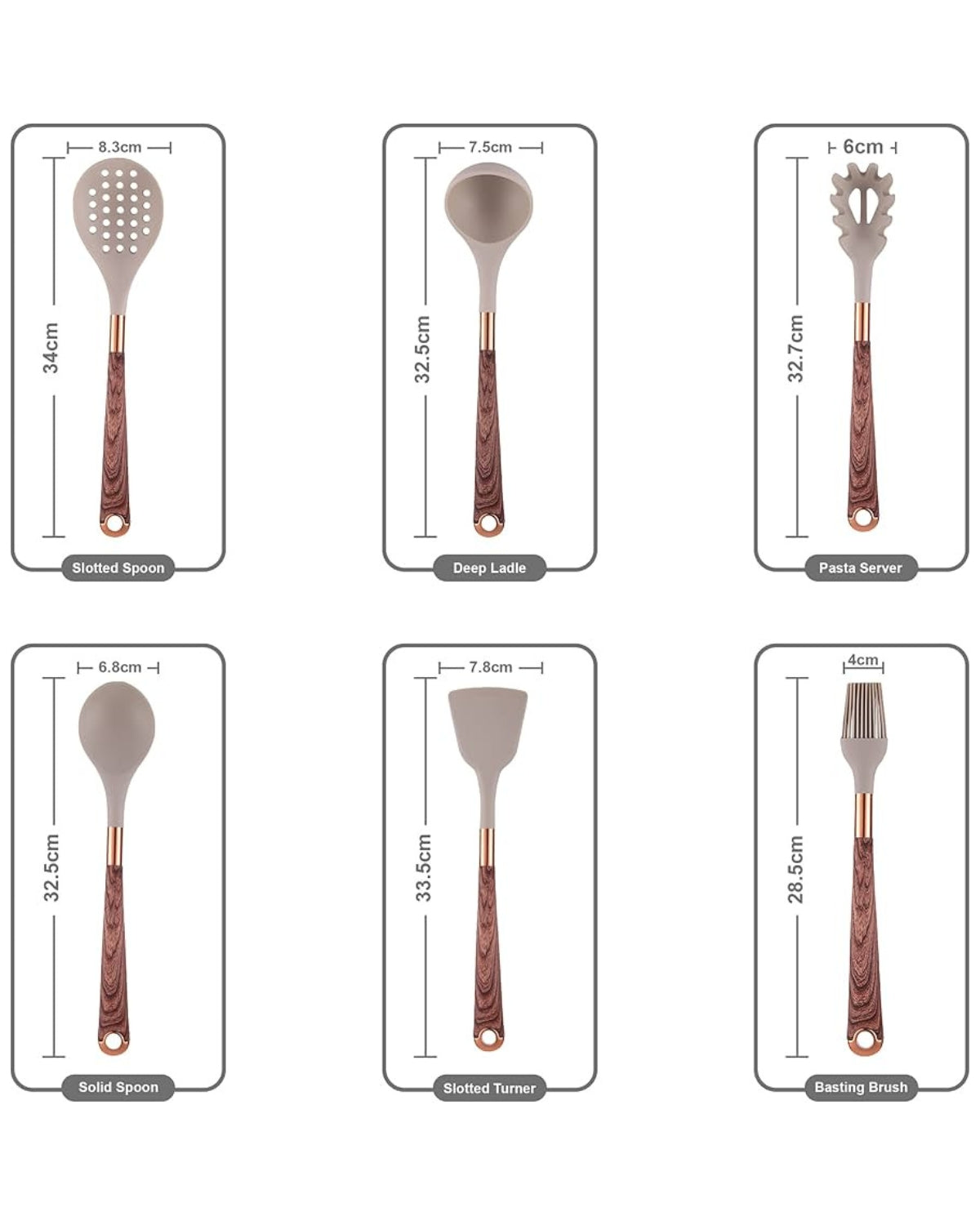 Kitchen Utensil Set - Cuivra - Non-Stick Cooking Tools - Wooden Handle Design
