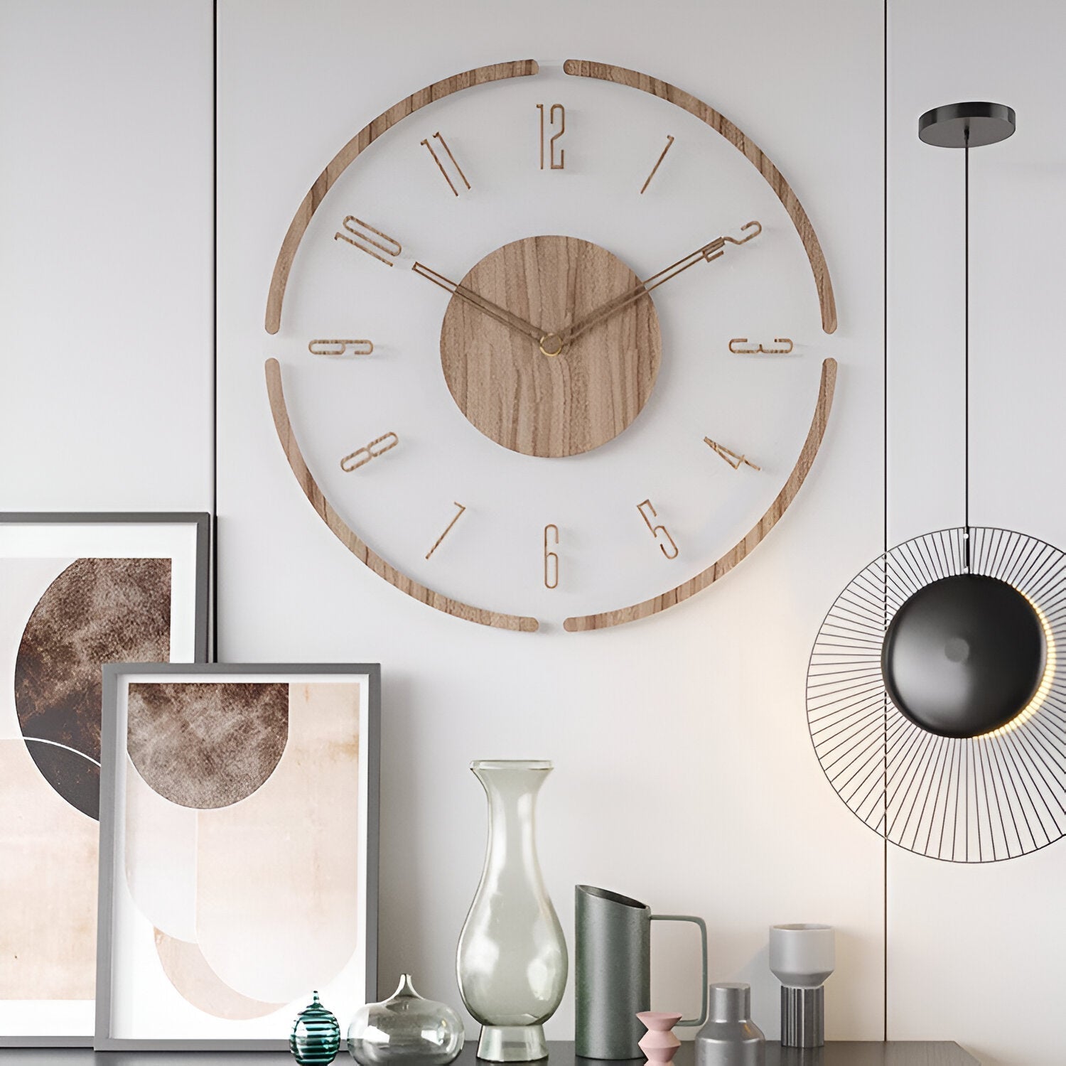 Wall Clock - Timora - Transparent Acrylic Design - Silent Wood Clock