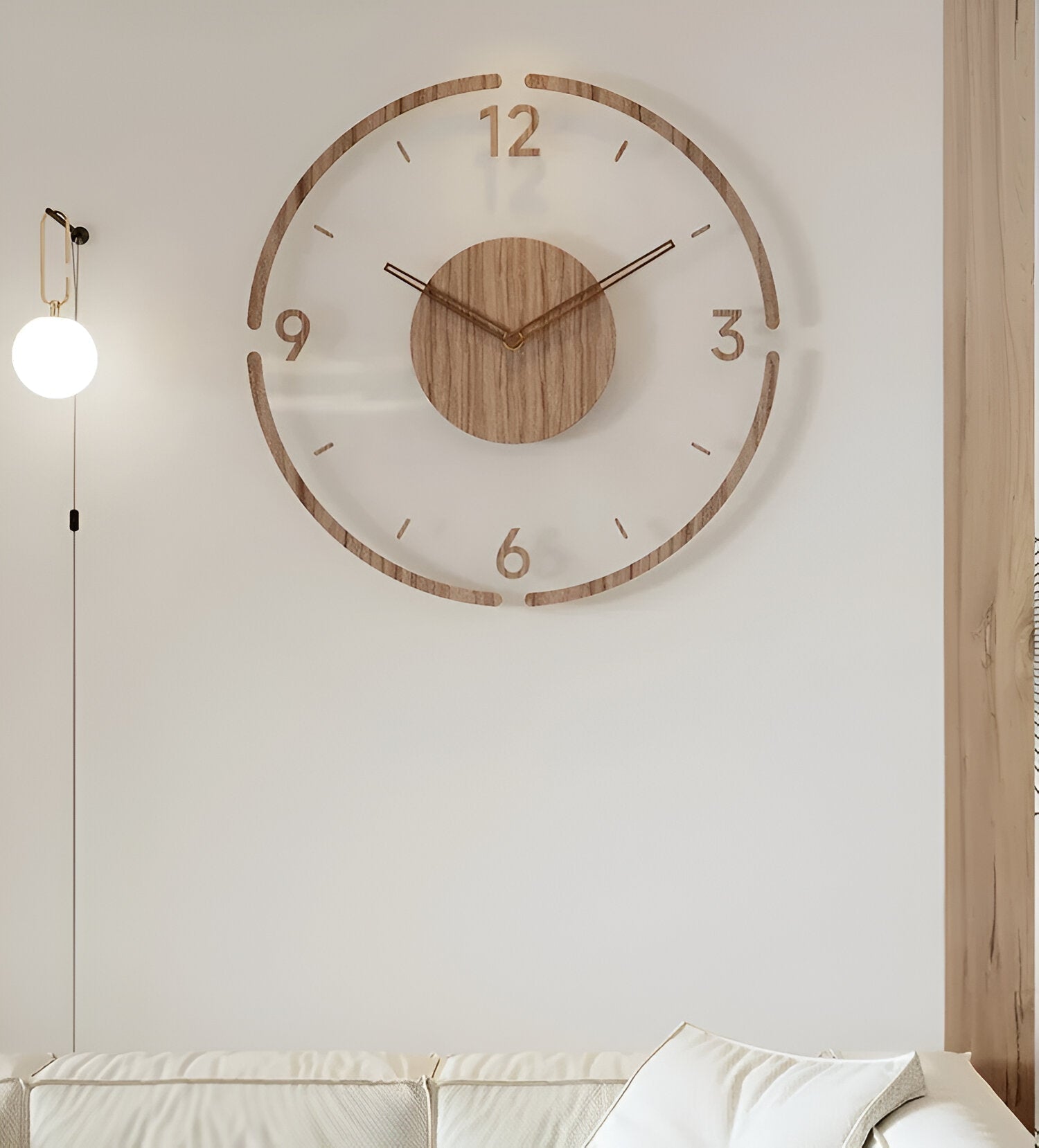 Wall Clock - Timora - Transparent Acrylic Design - Silent Wood Clock