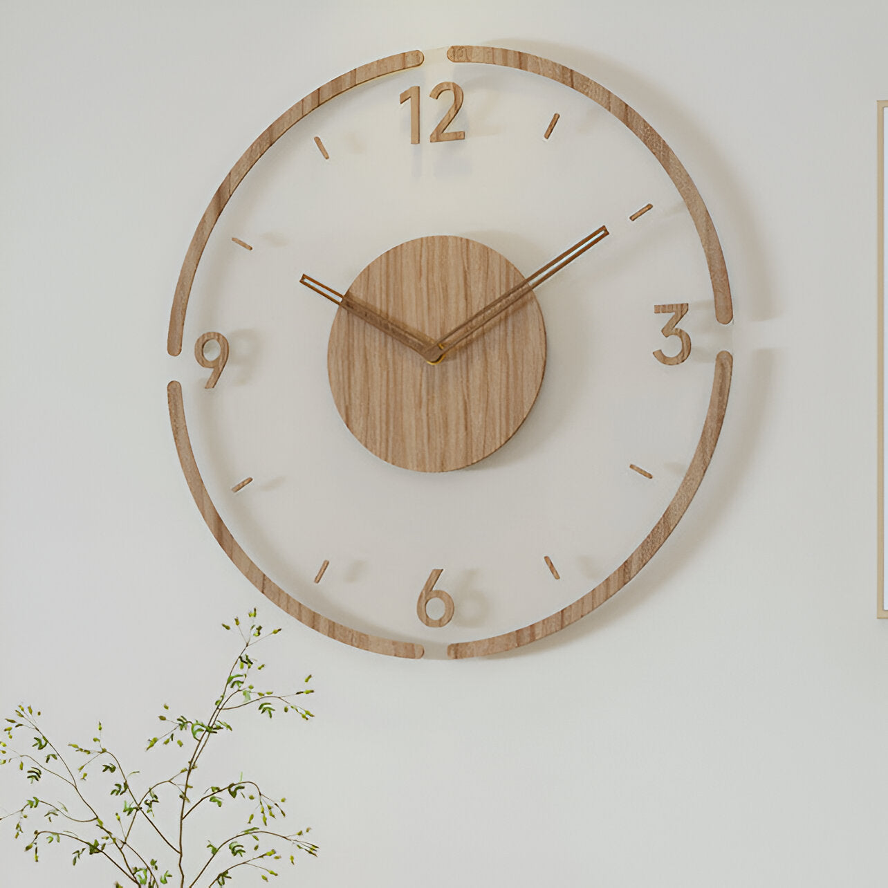 Wall Clock - Timora - Transparent Acrylic Design - Silent Wood Clock