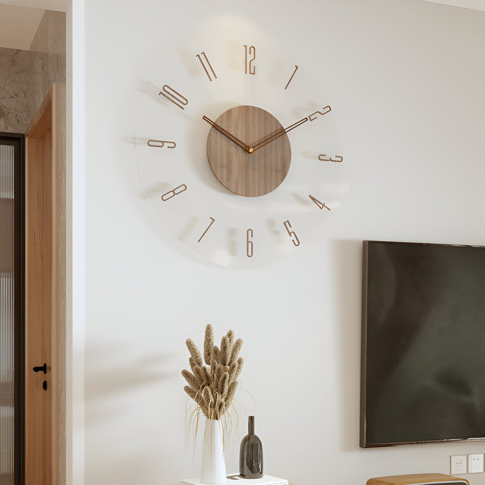 Wall Clock - Timora - Transparent Acrylic Design - Silent Wood Clock