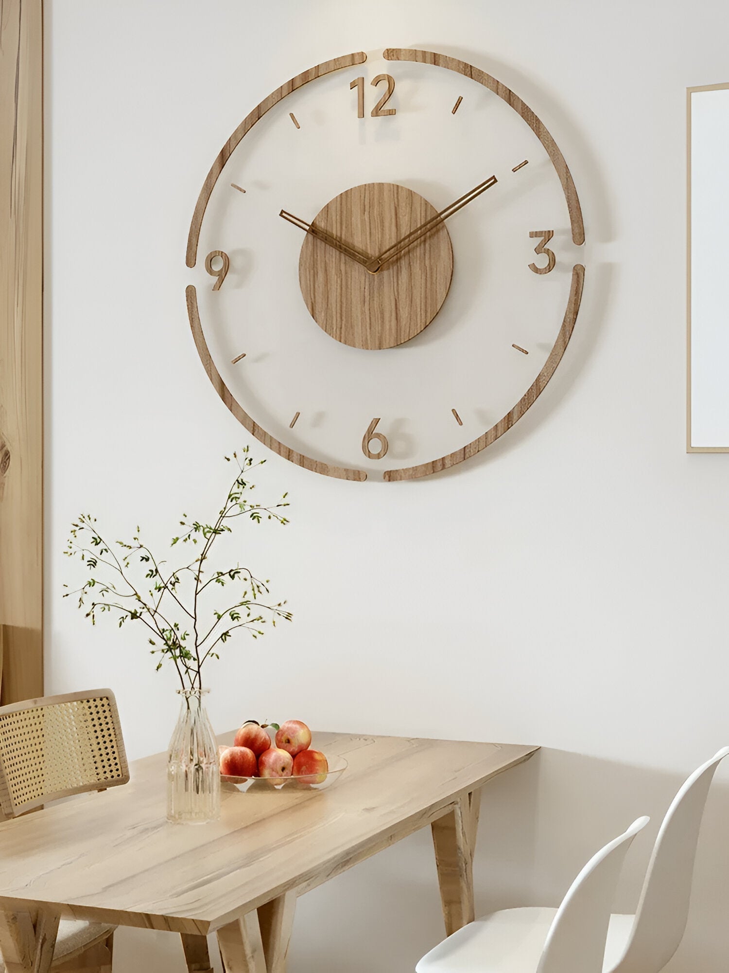 Wall Clock - Timora - Transparent Acrylic Design - Silent Wood Clock
