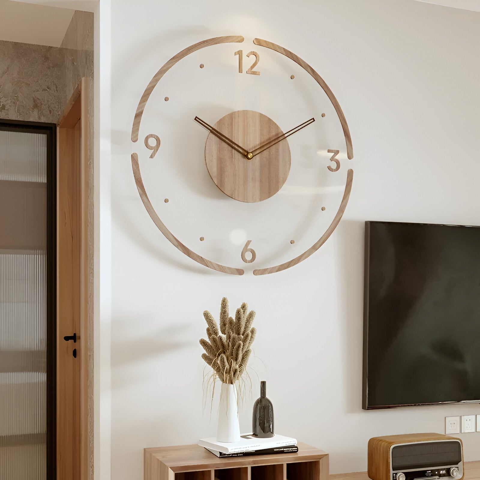 Wall Clock - Timora - Transparent Acrylic Design - Silent Wood Clock