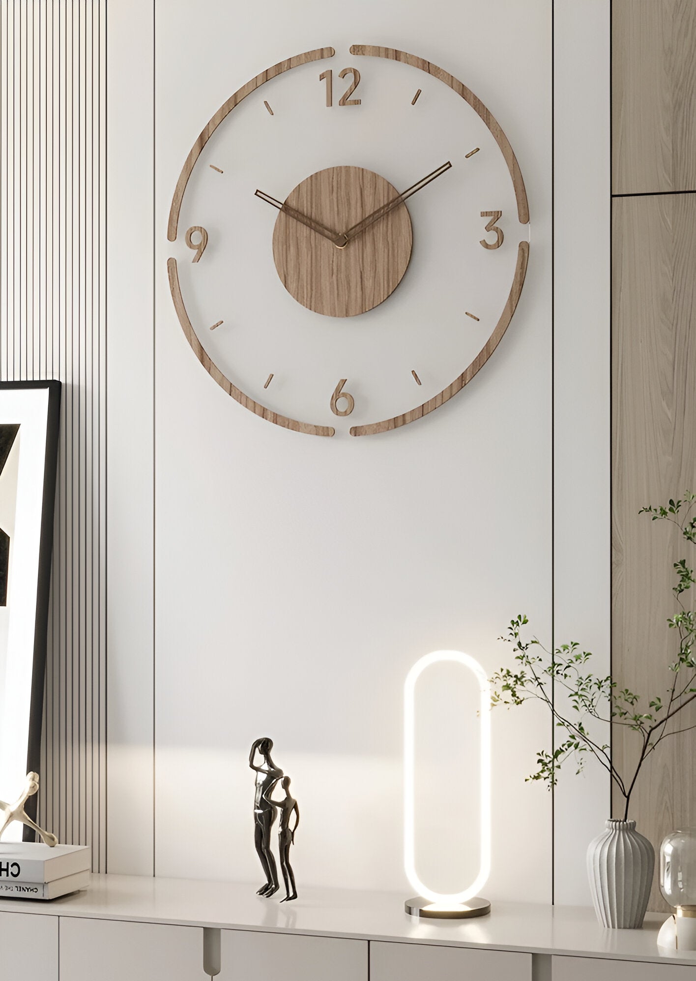 Wall Clock - Timora - Transparent Acrylic Design - Silent Wood Clock