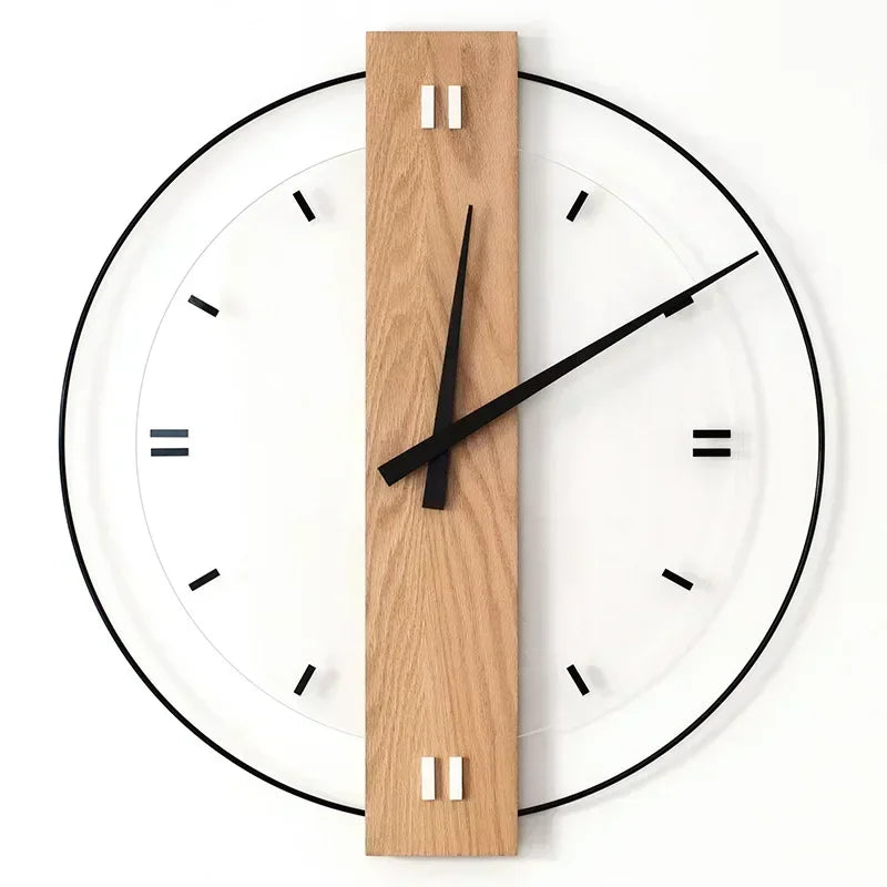 Wood Wall Clock - Oaklyn - Silent Non-Ticking Design - Minimalist Decor