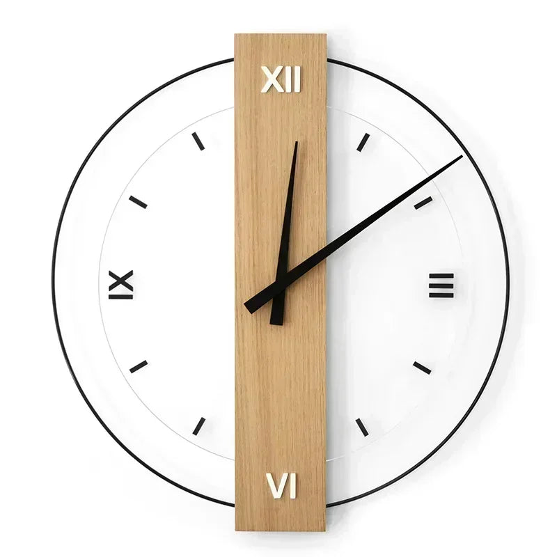 Wood Wall Clock - Oaklyn - Silent Non-Ticking Design - Minimalist Decor