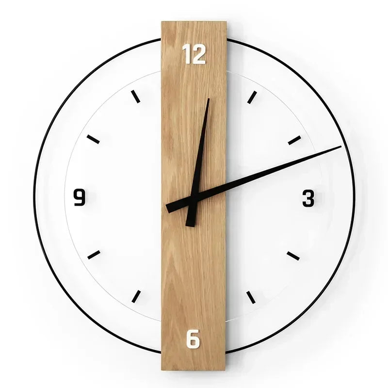 Wood Wall Clock - Oaklyn - Silent Non-Ticking Design - Minimalist Decor