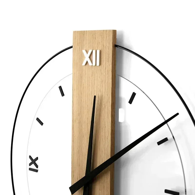 Wood Wall Clock - Oaklyn - Silent Non-Ticking Design - Minimalist Decor