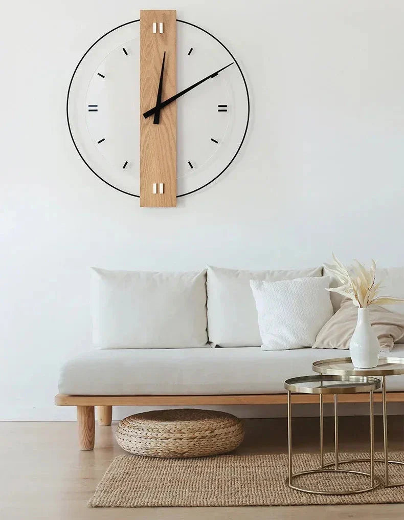 Wood Wall Clock - Oaklyn - Silent Non-Ticking Design - Minimalist Decor